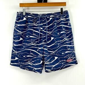Vineyard Vines Men's Whale Swim Trunks - Navy/White - Medium